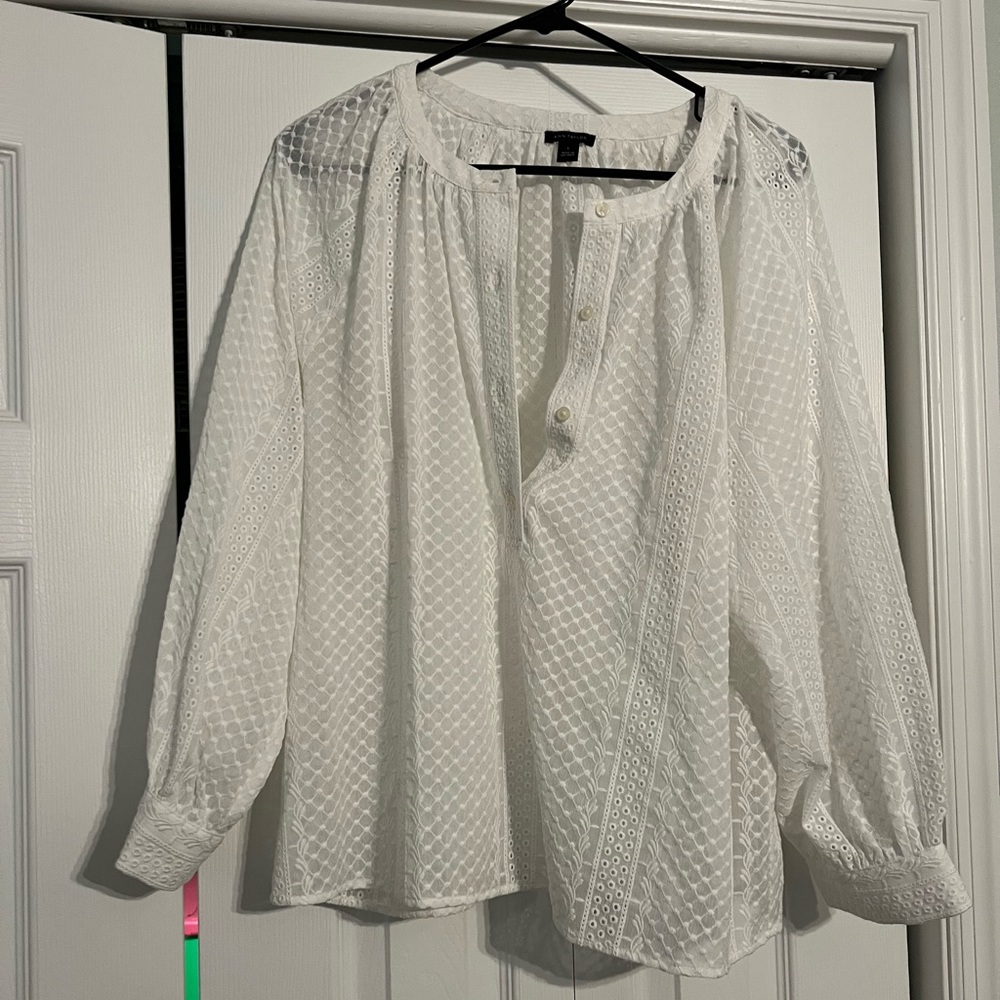 Ann Taylor sheer white blouse